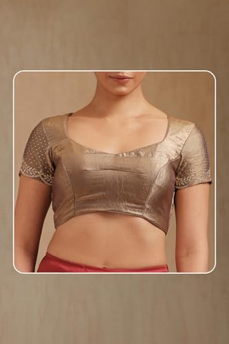 Soch Womens Light Olive Fendy Organza Embellished Saree