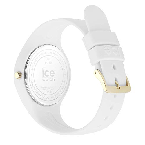 Ice-Watch - ICE Glam White Gold Numbers - Women's Wristwatch with Silicon Strap, White, Small (34 mm), Small (34 mm)