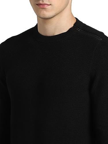 Jack & Jones Men's Cotton Slim Fit Crew Neck Sweater (12236210_Black_XL)
