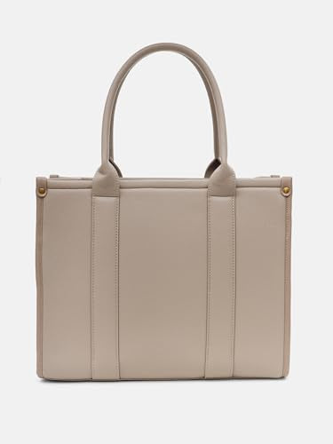 Kazo Tote Bag 2Nd Edit | Premium Faux Leather Handbag with Durable Straps | Contemporary Structured Everyday Shopper | Taupe