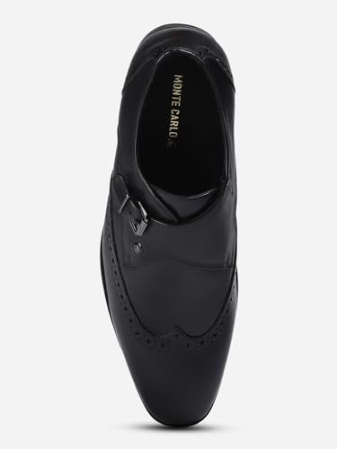 Monte Carlo Mens Black Solid Genuine Leather Monk Shoes (201816FW-2-9)