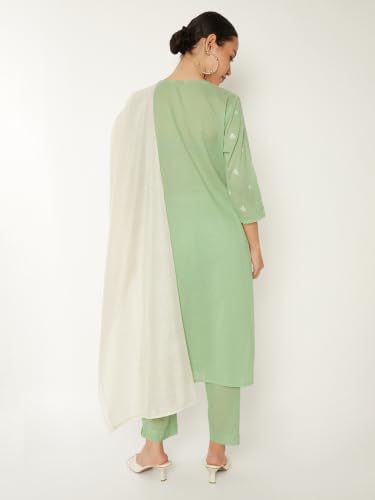Max Women Embroidered Straight Kurta Set(Green_XXL)