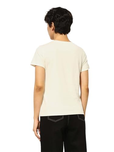 ONLY Women's Regular Fit Off White T-Shirt