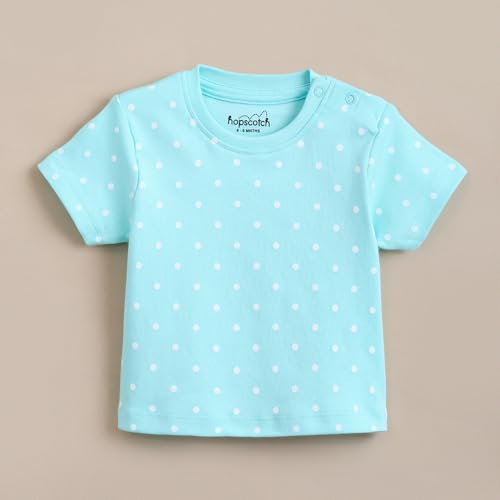 Hopscotch Baby Girls Animal Print Short Sleeves Multicolor Tees For Ages (6-9 Months)