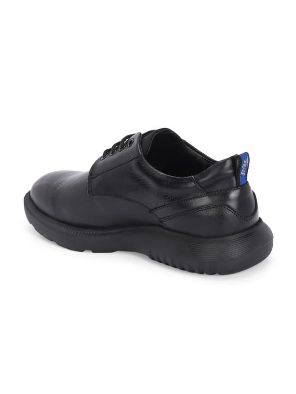 HITZ Men's Black Leather Casual Stylish Lace Up Shoes