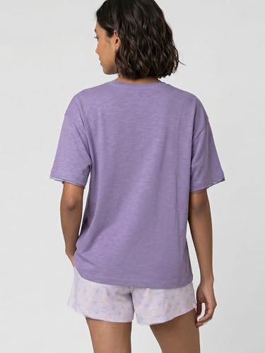 Enamor Oversized Drop Shoulder T-Shirt, 100% Cotton Slub, Oversized Fit - E312 Purple Haze