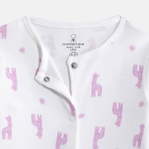 Mothercare Girls Printed Full Sleeves Sleepsuit - White