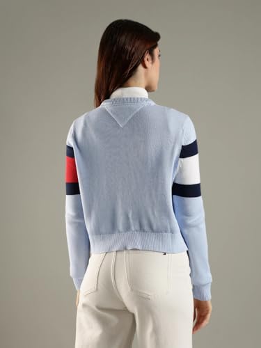 Tommy Hilfiger Women's Cotton Crew Neck Sweaters (F24JWSW090_Blue_2XS)
