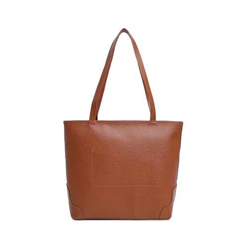 Fastrack Stylish Textured Tote Bag for Women | Trendy Casual Bag for Ladies, Women, Girls | Everyday College Bag Made of High-Quality Faux Leather (Tan)