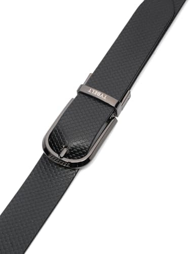 TYBELT Genuine Leather Belt for Men | Adjustable Waistband up to 34 Inches | Belt for Jeans & Dress Pants | Black & Brown (Pack of 1)_96_34
