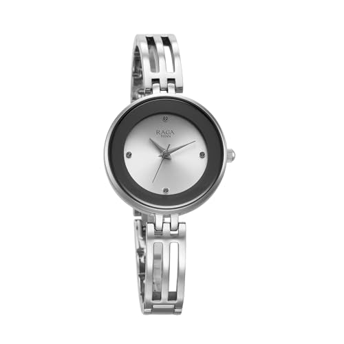 Titan Raga Plain 3 Hands Steel Colour Round Dial Silver A1Brass Strap Women's Watch - NU95264SM01