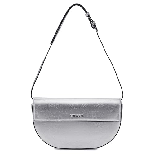 Miraggio Faith Shoulder Bag With Adjustable & Detachable Strap | Shoulder Bags For Women | Cluthch Silhouette | Gift Items For Women (Silver)