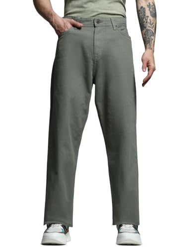 Jack & Jones Men's Mid Rise Regular Fit Green Pants