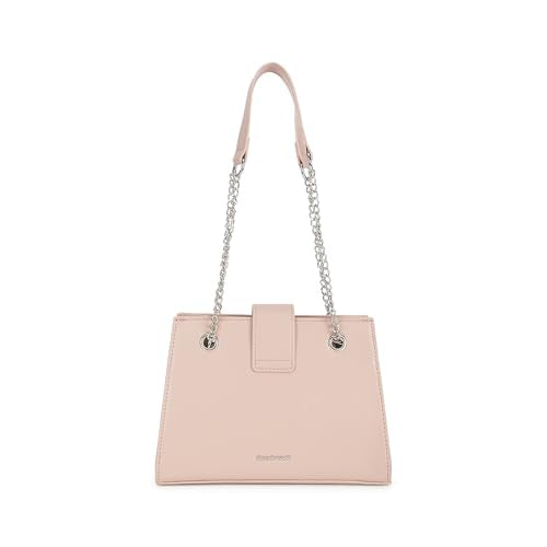 Pink SnapLock Shoulder Bag | Quilted Faux-Leather Women’s Handbag |Bag with Chain Strap & Dual Closure