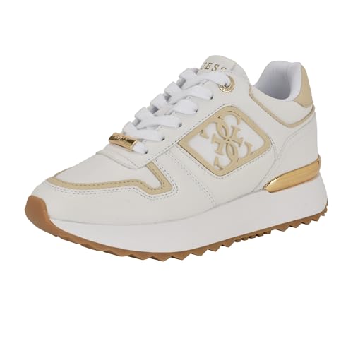 Guess Women's Koyaa Trainers, White Gold Multi 141, 7 UK