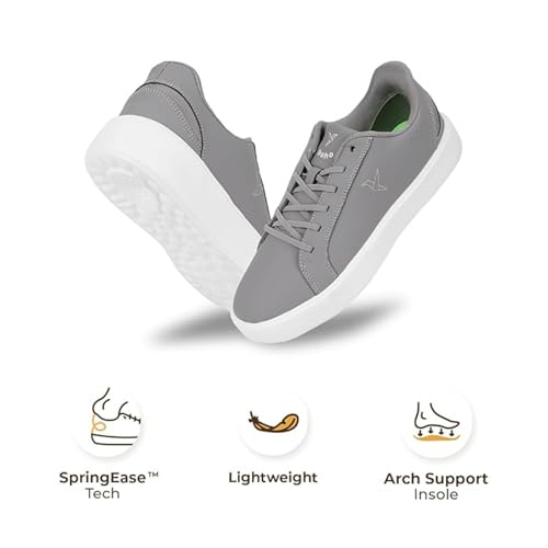 YOHO Blinc Hands Free Sneakers for Men | Truly Slip ons | Quick wear Elastic Laces, Dove Grey - UK 8