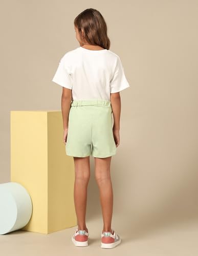 U.S. POLO ASSN. Girls Solid Regular Fit Shorts (UGSRT0126_Light Green_2-3Y)