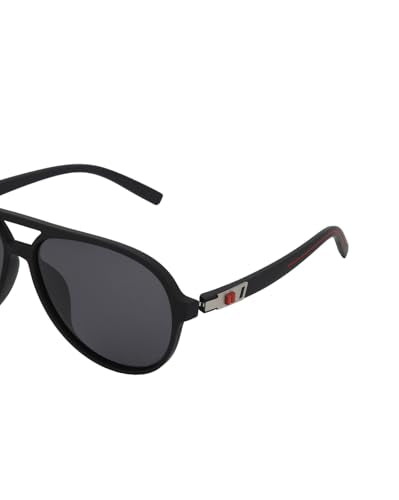 Carlton London Black with Silver Toned and Black Polarised Lens Aviator Sunglass for men