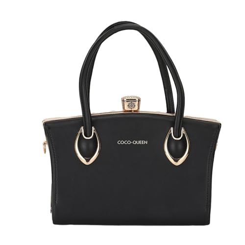 SIBY Square Diamond Hand Messenger Bag - PU Leather, Waterproof Crossbody Bag, 4 Compartments for Women (Black)