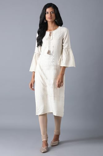 W for Woman Pale Beige Knitted Churidar_24CRW1094-46971_M