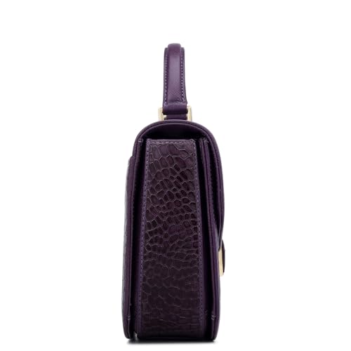 Da Milano Leather Satchel for Women - Purple