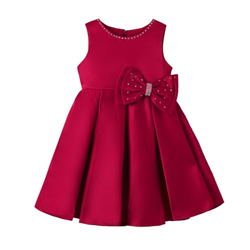 Hopscotch Girls Sleeveless Solid Magenta Party Dresses for Age (4-5 Years)