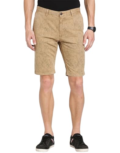 Indian Terrain Men Printed Cotton Shorts Khaki