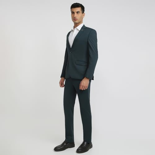 Park Avenue Men Super Slim Fit Solid Pattern Rayon Blend Notch Lapel Full Sleeve Formal Suit