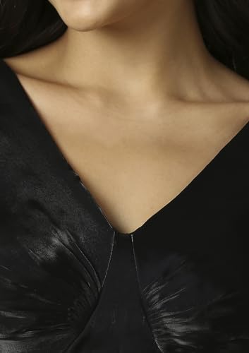 Salwar Studio Women's Black Ruched Saree Blouse-RI-0030-BLCK-40