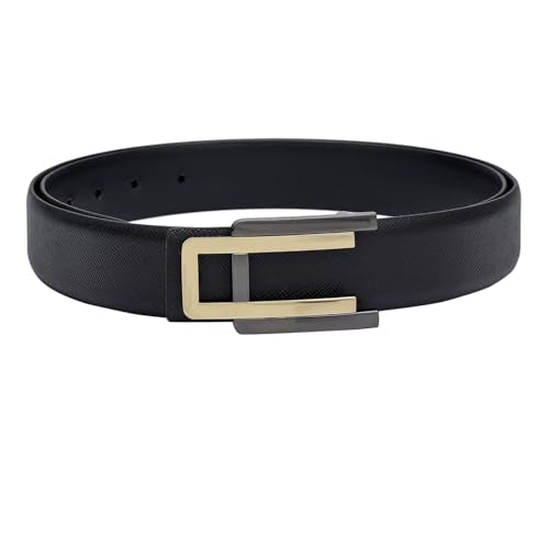 Da Milano Press Pin Leather Belt for Men - Black (Size- 80 cm)