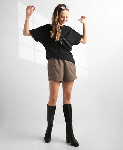 Jockey WZ06 Women's Super Combed Cotton Regular Fit Hybrid Cargo Shorts_Dark Khaki_L