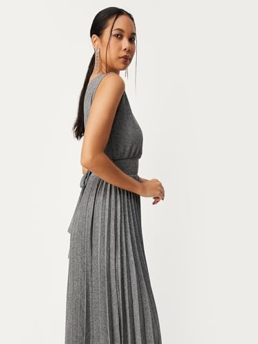 Max Women Shimmery Fit & Flare Dress (PE3005GREY)_M