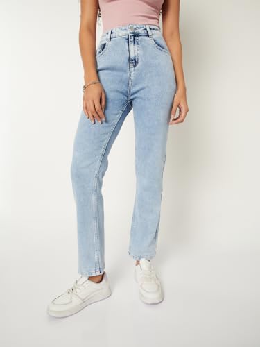 Max Women Washed Slim Straight Jeans (Blue_32)