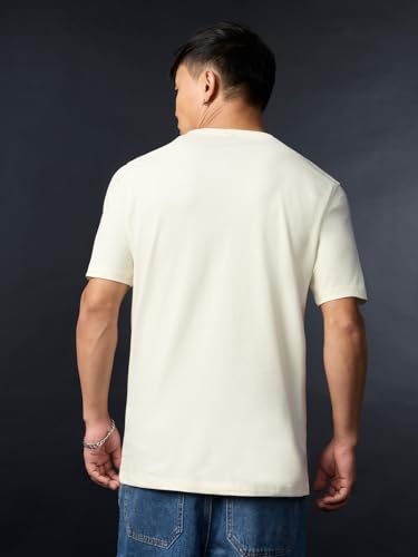 The Souled Store Linkin Park: Legacy Insignia Men and Boys Short Sleeves Round Neck Off-White Graphic Printed Relaxed Fit Lightweight Streetwear Trendy Casual Cotton T-Shirt