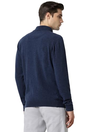 Peter England Men Navy Solid Turtle Neck Sweater