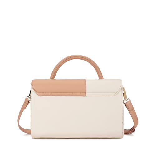 Fastrack Pastel Play Satchel | Faux-Leather Women’s Handbag in Pink & White | Buckle-Flap Design with Dual Carry Options & Spacious Interior