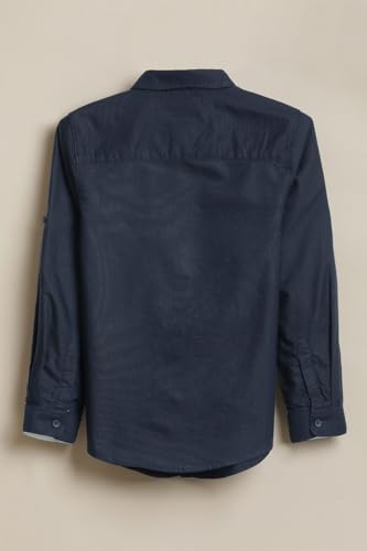 Boys Navy Solid Casual Shirt