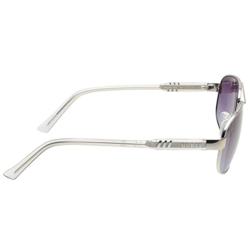 GUESS|Silver Full Frame Rectangular Sunglasses|100% UV Protected (Uv 400) Grey Gradient Faded Lens|Men's|Large|GF5103 10W 60 S