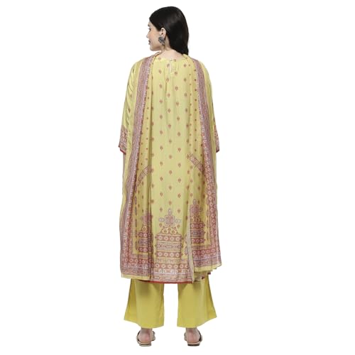 BIBA Women Green Modal Printed Straight Suit Set_44