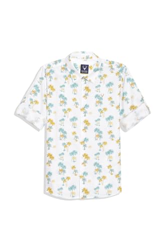 Allen Solly Boys White Slim Fit Print Casual Shirt