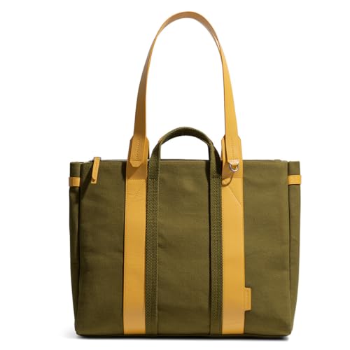 DailyObjects Women's Latest System Tote Bag|Stylish&Spacious Canvas Handbag With Zip Closure|Handcrafted Ladies Shoulder Purse|Sturdy Double Handles|Padded Laptop Compartments For Upto 14",Yellow