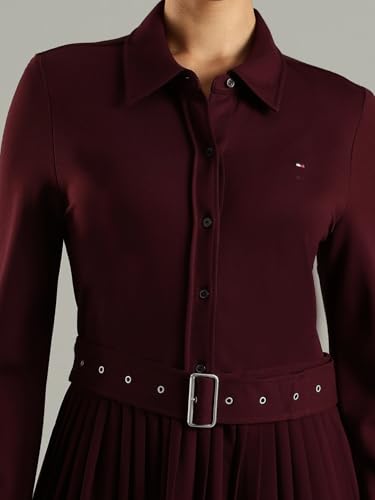 Viscose Spread Collar Midi Dress