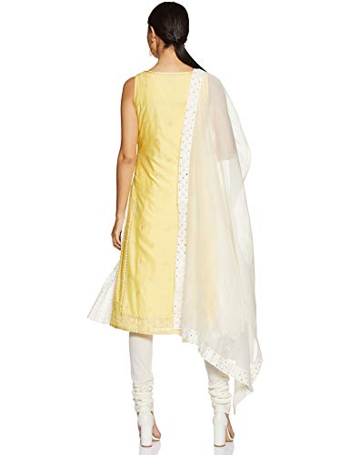 BIBA WOMEN EMBROIDERY FITTED SALWAR KURTA DUPATTA(SKD6732_YELLOW_36)
