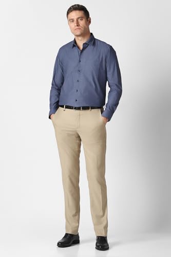 Men Blue Textured Full Sleeves Formal Shirt