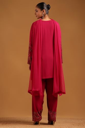 Soch Womens Fuchsia Georgette Embellished Salwar Suit With Stone Work