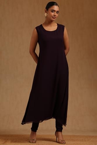 Soch Womens Wine Georgette Solid Suit Set