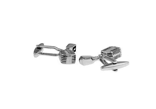 Topen Brass Music Mike Cufflinks for Men (Silver)