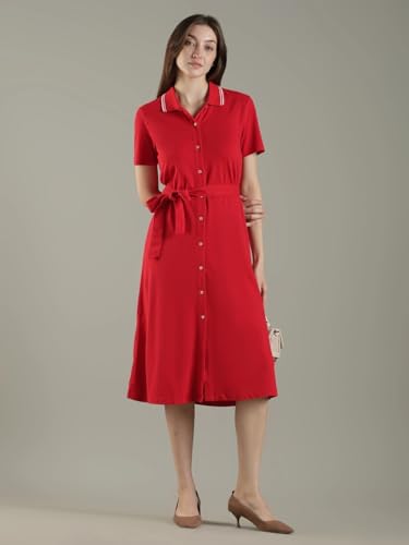Cotton Polo Collar Shirt Dress