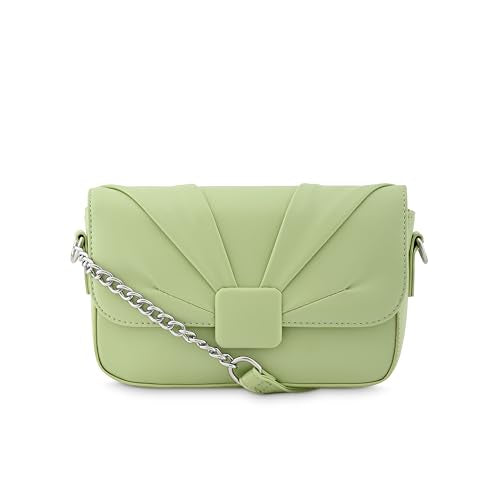 Fastrack Sling Bag for Women | Semi PU Handbag with Top Zipper & Button Flap Closure | Stylish Crossbody with Chain Sling Strap for Casual & Party Use