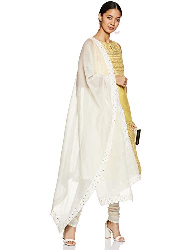 BIBA WOMEN EMBROIDERY FITTED SALWAR KURTA DUPATTA(SKD6732_YELLOW_36)